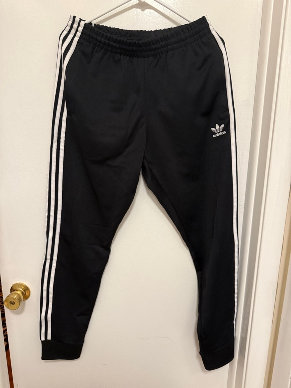 adidas originals Black SST Superstar jogger track pants Sz M White Stripes